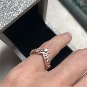 Sterling Silver 925 rose Gold Women's Ring zirconia diamond stones